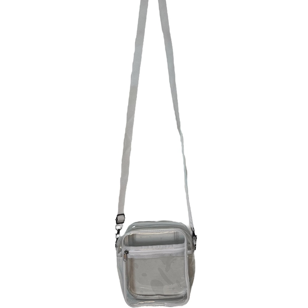 NWOT Clear Crossbody Bag for Festivals, Concerts, Stadiums with White Strap
